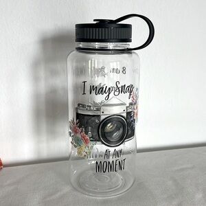 Gift for Photographer Water Bottle Text: I May Snap at Any Moment Gift Idea NWOT